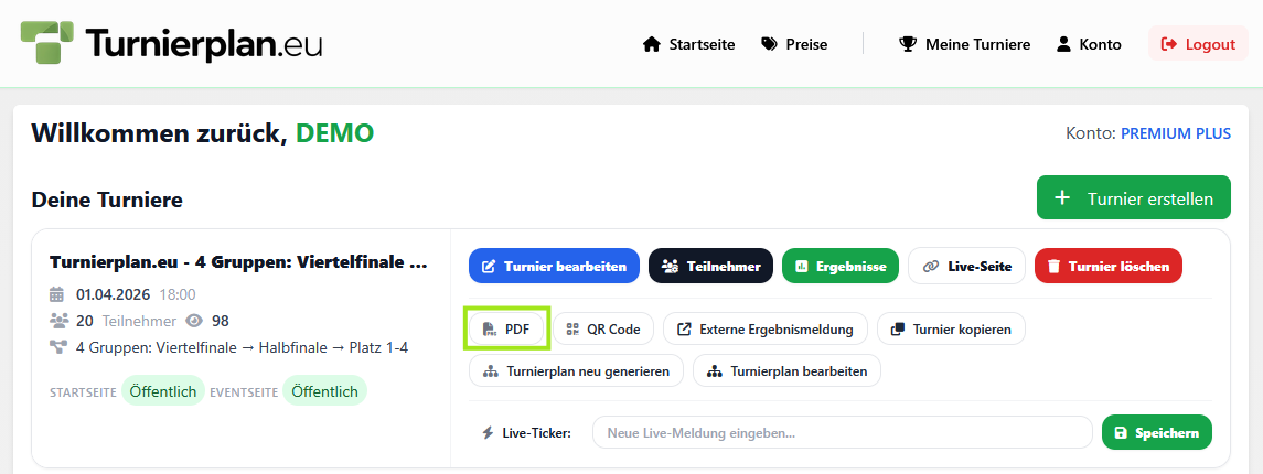 PDF Export Turnierplan.eu Hilfe