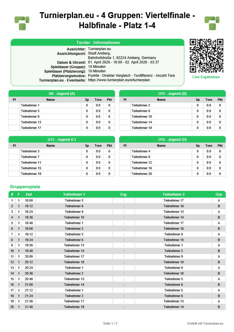 PDF Export Turnierplan.eu Hilfe