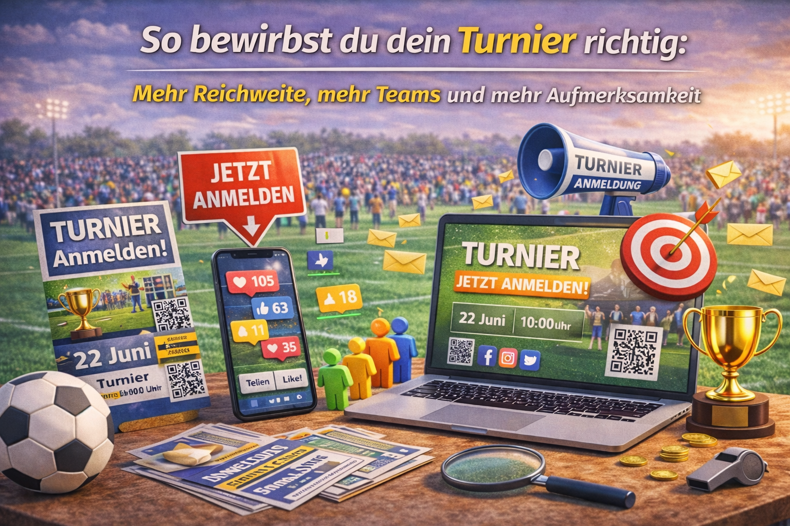 So bewirbst du dein Turnier richtig: Mehr Reichweite, mehr Teams, mehr Aufmerksamkeit