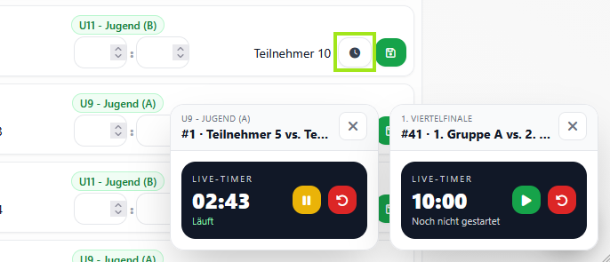 Live-spilletid på alle baner